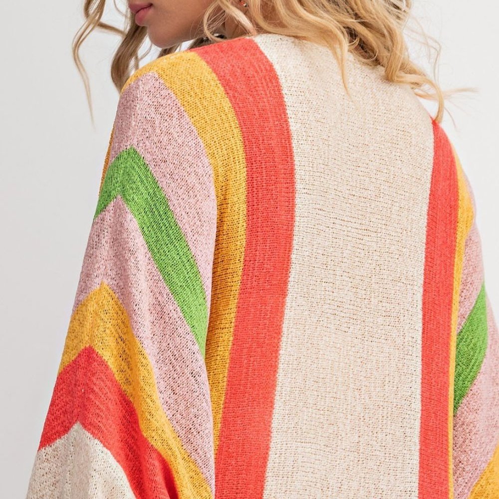 Iris Rainbow Stripe Open Cardigan - Picture 6 of 10